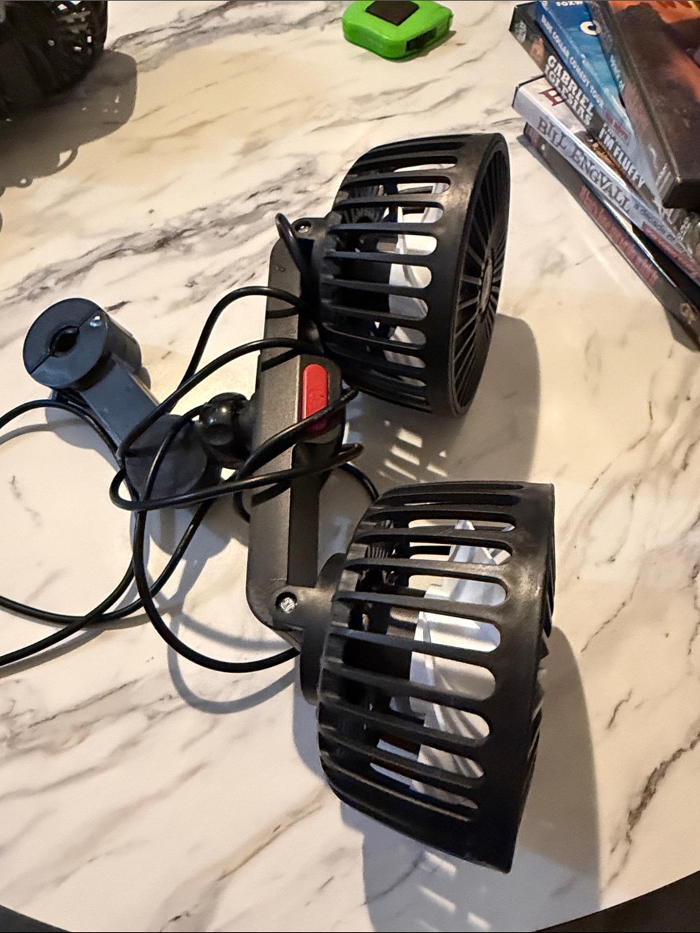 Portable Dual-Head Clip Fan in Black
